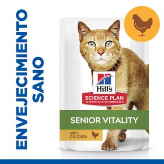 Hill's Adult Mature Science Plan Youthful Vitality Frango em Molho saqueta para gatos
